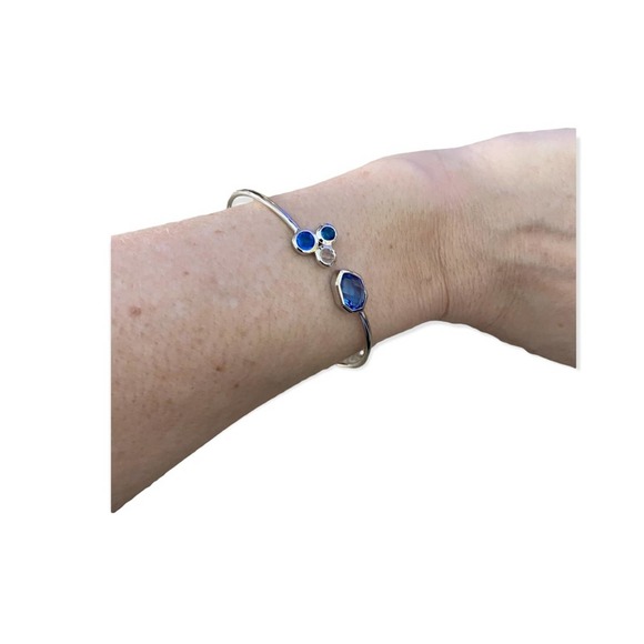 Real Simple Style Talia Bracelet Womens Rhodium Sapphire Silver - Picture 2 of 5